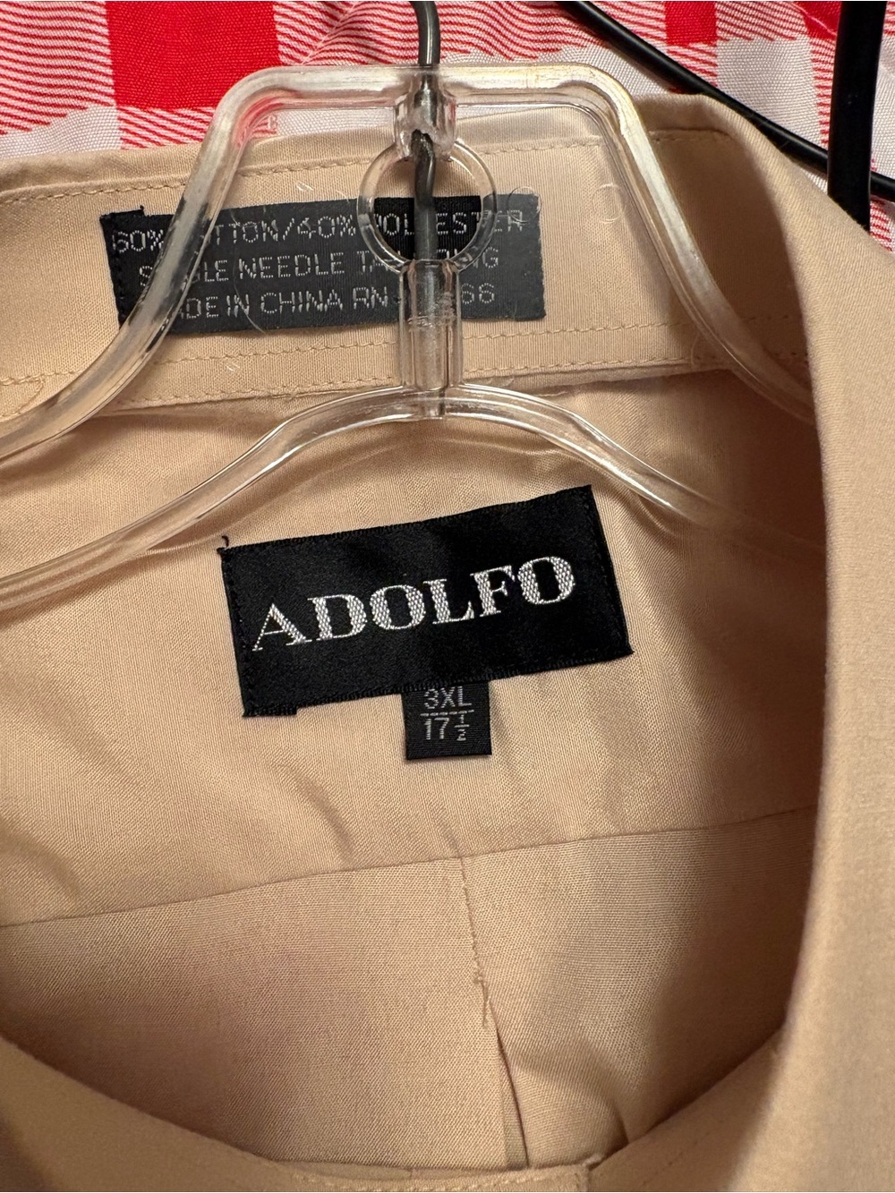 Adolfo Beige Men's Button-Up Dress Shirt